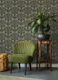4169-27601 Tap Root Charcoal Floral Damask Wallpaper
