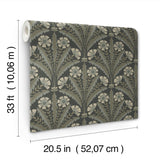 4169-27601 Tap Root Charcoal Floral Damask Wallpaper