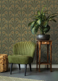4169-27604 Tap Root Green Floral Damask Wallpaper