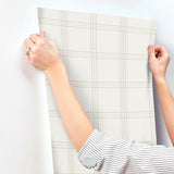 4169-27606 Auberge White Plaid Wallpaper