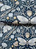 4169-83118 Mystic Moth Navy Forest Magic Wallpaper