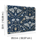 4169-83118 Mystic Moth Navy Forest Magic Wallpaper