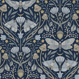 4169-83118 Mystic Moth Navy Forest Magic Wallpaper