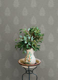  4169-83128 Frond Charcoal Leaf Wallpaper