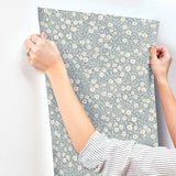 4169-83134 Poppy Trail Light Blue Floral Wallpaper