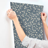 4169-83135 Poppy Trail Dark Blue Floral Wallpaper