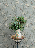 4169-83139 Tea Olive Blue Finch Frolic Wallpaper