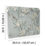 4169-83139 Tea Olive Blue Finch Frolic Wallpaper