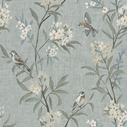 4169-83139 Tea Olive Blue Finch Frolic Wallpaper
