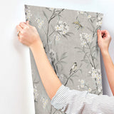 4169-83141 Tea Olive Gray Finch Frolic Wallpaper