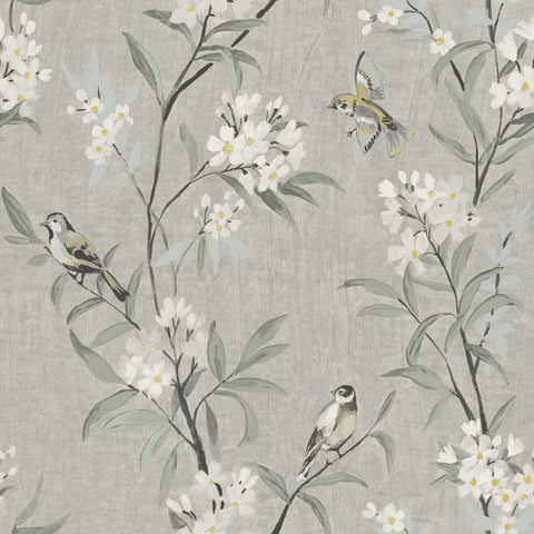 4169-83141 Tea Olive Gray Finch Frolic Wallpaper