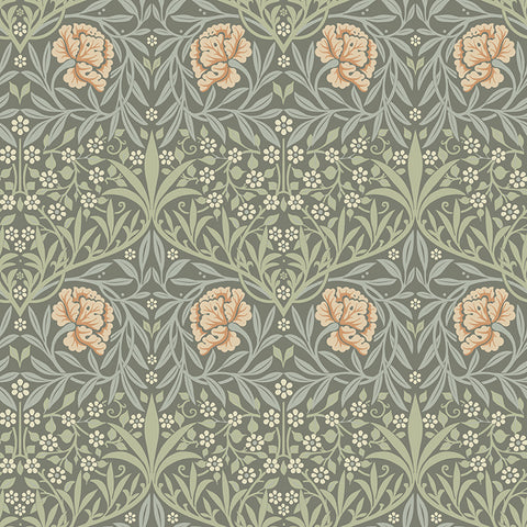 4171-82046 Oxford Union Grey Floral Vines Wallpaper