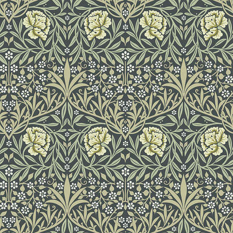 4171-82047 Oxford Union Sea Green Floral Vines Wallpaper