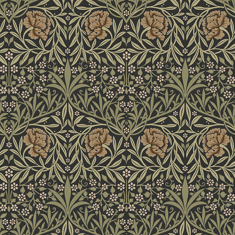 4171-82048 Oxford Union Black Floral Vines Wallpaper