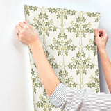 4171-82053 Blackberry Chartreuse Vine Trellis Wallpaper