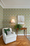 4171-82058 Myrtle Green Floral Ogee Wallpaper