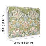 4171-82058 Myrtle Green Floral Ogee Wallpaper