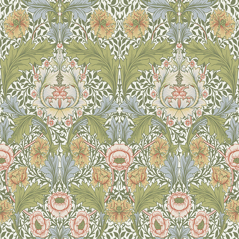 4171-82058 Myrtle Green Floral Ogee Wallpaper