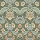 4171-82059 Myrtle Sea Green Floral Ogee Wallpaper