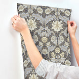  4171-82061 Myrtle Blue Floral Ogee Wallpaper