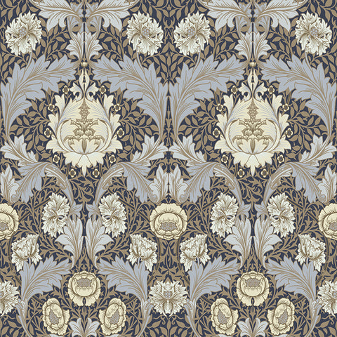  4171-82061 Myrtle Blue Floral Ogee Wallpaper