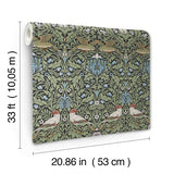 4171-82062 Bird Multicolor Floral Thicket Wallpaper