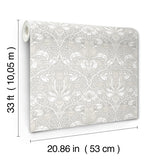 4171-82065 Spring Thicket Dove Tulip Damask Wallpaper