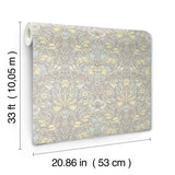 4171-82066 Spring Thicket Light Blue Tulip Damask Wallpaper