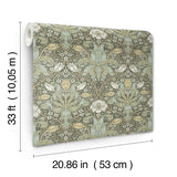 4171-82067 Spring Thicket Green Tulip Damask Wallpaper