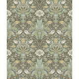 4171-82067 Spring Thicket Green Tulip Damask Wallpaper