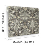 4171-82068 Spring Thicket Blue Tulip Damask Wallpaper