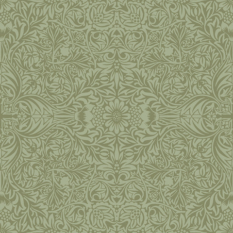 4171-82071 Ceiling Green Intricate Floral Wallpaper