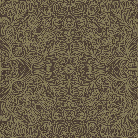 4171-82072 Ceiling Brown Intricate Floral Wallpaper