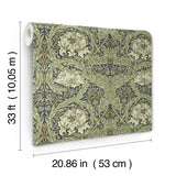 4171-82075 African Marigold Sea Green Floral Wallpaper