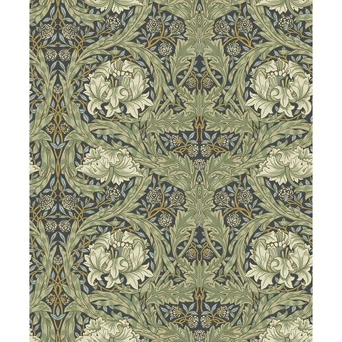 4171-82075 African Marigold Sea Green Floral Wallpaper