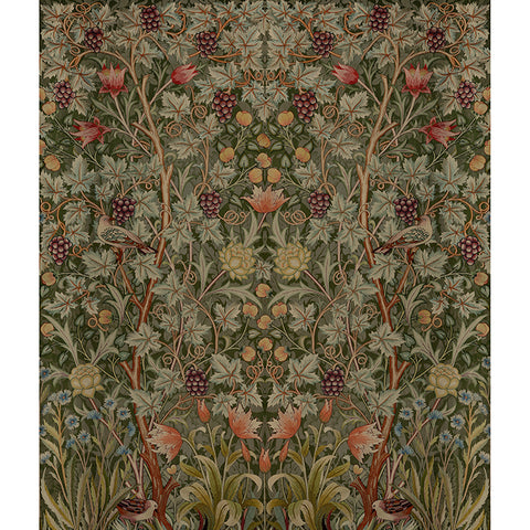 4171-HT84003 Vine Embroidery Dark Green Wall Mural