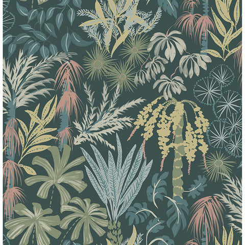 4172-27480 Everglades Dark Green Botanical Wallpaper