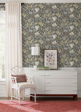 4172-27481 Everglades Grey Botanical Wallpaper