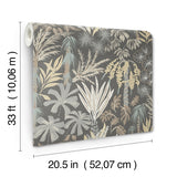 4172-27481 Everglades Grey Botanical Wallpaper