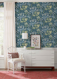 4172-27482 Everglades Teal Botanical Wallpaper