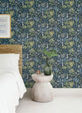 4172-27482 Everglades Teal Botanical Wallpaper