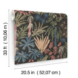 4172-27483 Everglades Black Botanical Wallpaper