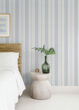 4172-27484 Navarres Stripe Blue Faux Linen Wallpaper
