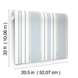 4172-27484 Navarres Stripe Blue Faux Linen Wallpaper