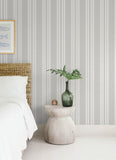 4172-27486 Navarres Stripe Charcoal Faux Linen Wallpaper