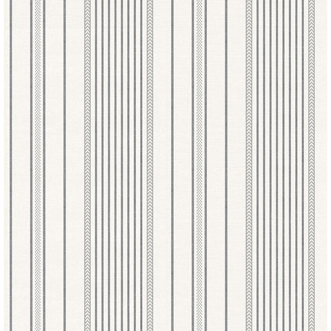 4172-27486 Navarres Stripe Charcoal Faux Linen Wallpaper