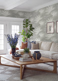 4172-27488 Hatteras Grey Palms Wallpaper