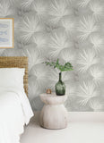 4172-27488 Hatteras Grey Palms Wallpaper