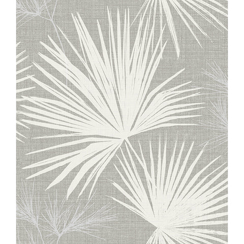 4172-27488 Hatteras Grey Palms Wallpaper