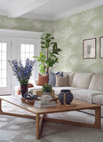 4172-27490 Hatteras Light Green Palms Wallpaper